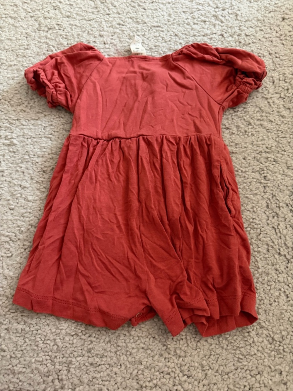 Kate Quinn Bamboo Romper 6-12 Months Rust Ruffle Button Bubble - Picture 3 of 3